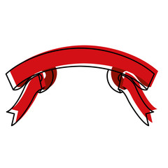 ribbon decorative with folds in red watercolor silhouette vector illustration