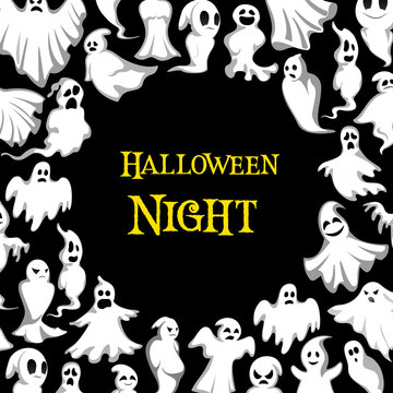 Halloween ghost pattern vector night poster