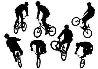 Naklejka premium Sport man whit bike on white background