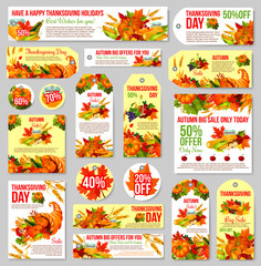 Thanksgiving sale tag for discount offer design