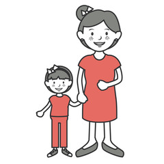 mother with daughter avatars characters vector illustration design