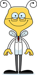 Cartoon Smiling Scientist Bee