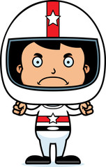 Cartoon Angry Race Car Driver Boy