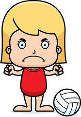 Cartoon Angry Beach Volleyball Player Girl