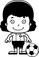 Cartoon Smiling Soccer Player Girl