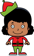 Cartoon Smiling Xmas Elf Girl