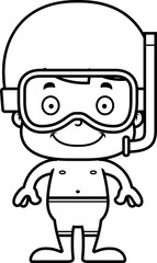 Obraz premium Cartoon Smiling Snorkeler Boy