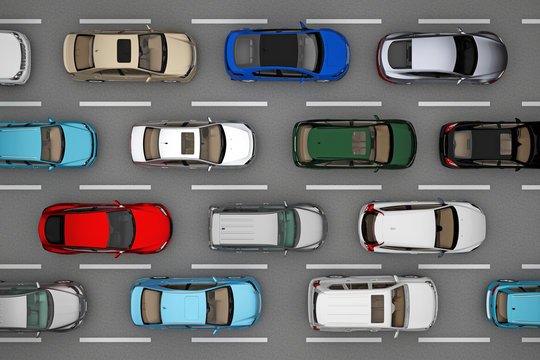 background of traffic of cars on road from top view