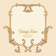Vintage richly decorated frame in rococo style for menus, ads, a