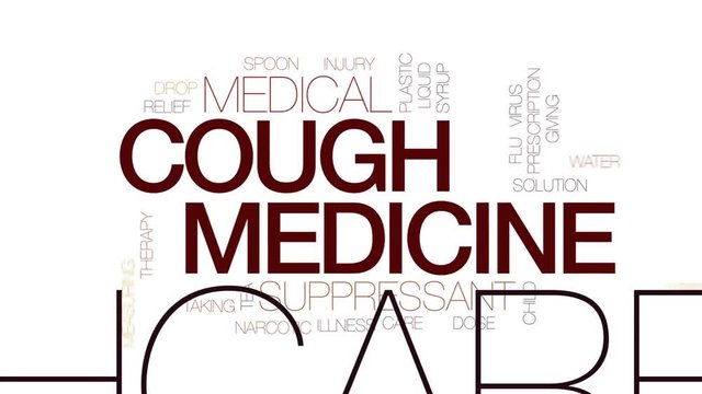 Cough medicine animated word cloud, text design animation. Kinetic typography.