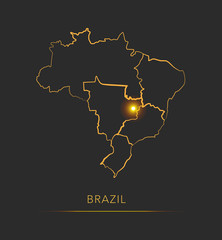 Fototapeta premium Golden region map, Brazil vector background