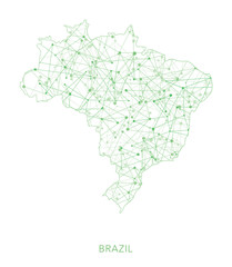 Brazil map, green dotted net vector background