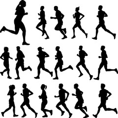 People running collection - vector