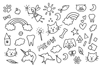 cute magic doodle vector symbols - 172163234