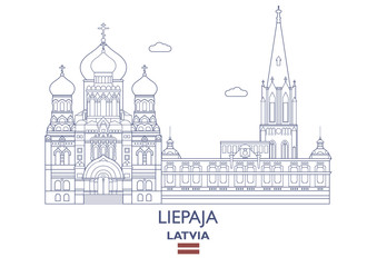 Obraz premium Liepaja City Skyline, Latvia
