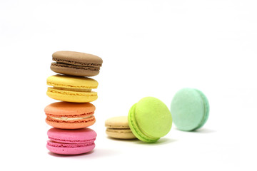 Colorful Macaroons on white background