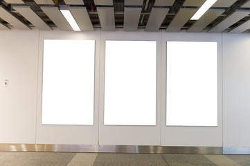 Large blank billboard on a street wall, banners with room to add your own text