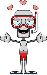 Cartoon Snorkeler Robot Hug