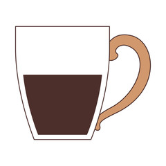 porcelain mug of coffee with handle silhouette color section on white background vector illustration
