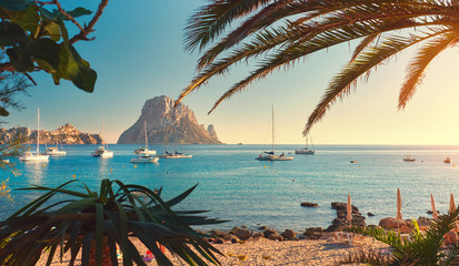 Cala d'Hort beach. Ibiza Island. Spain