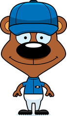 Cartoon Smiling Baseball Player Bear