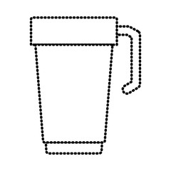 glass disposable for hot drinks with handle silhouette dotted monochrome on white background vector illustration