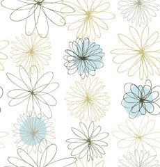 Pale colored decorative ornate background with round fantasy flowers