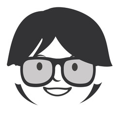 young man head with glasses avatar character