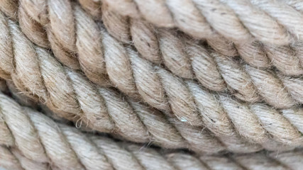 Close-up photo of thick  sailing rope on a spool