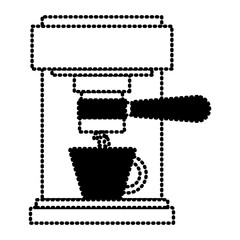 coffee espresso machine front view silhouette dotted monochrome on white background vector illustration