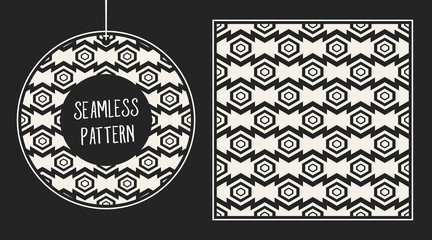 Abstract concept vector monochrome geometric pattern. Black and white minimal background. Creative illustration template. Seamless stylish texture. For wallpaper, surface, web design, textile, decor.