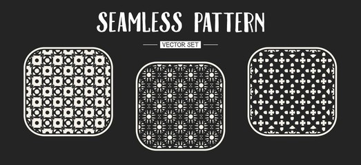 Abstract concept vector monochrome geometric pattern. Black and white minimal background. Creative illustration template. Seamless stylish texture. For wallpaper, surface, web design, textile, decor.