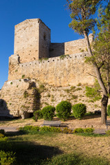 Fototapeta na wymiar Enna (Sicily, Italy) - Castello di Lombardia. View of the castle and the park from the exterior