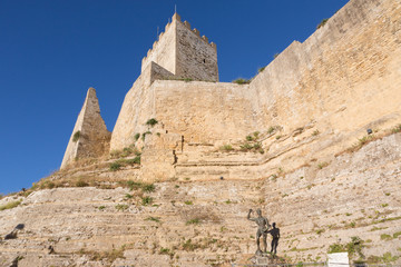 Enna (Sicily, Italy) - Castello di Lombardia. View of the castle's principle surviving tower from...