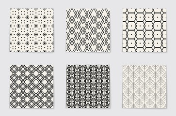 Abstract concept vector monochrome geometric pattern. Black and white minimal background. Creative illustration template. Seamless stylish texture. For wallpaper, surface, web design, textile, decor.