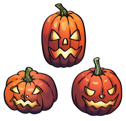 Vector halloween pumpkins set. Isolated holiday decoration