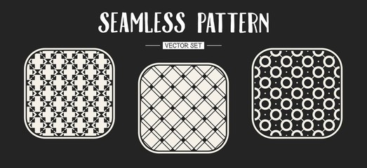 Abstract concept vector monochrome geometric pattern. Black and white minimal background. Creative illustration template. Seamless stylish texture. For wallpaper, surface, web design, textile, decor.