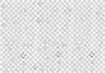 Fotobehang Realistic water droplets on the transparent background. Vector © ecco