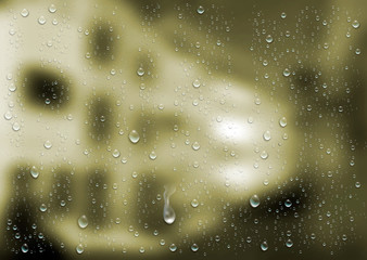 Realistic water droplets on the transparent window. Vector