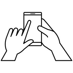hand human with smartphone device isolated icon