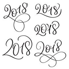 set of 2018 on white background. Hand drawn Calligraphy lettering Vector illustration EPS10