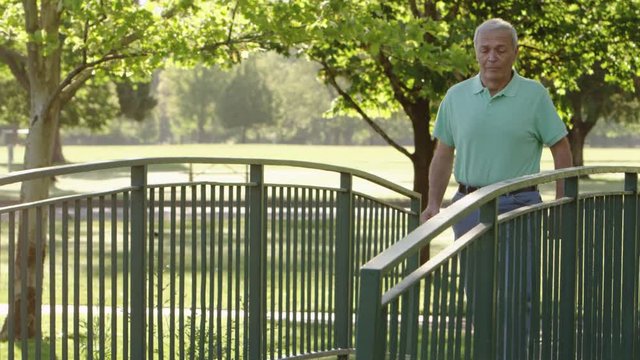 Elderly man walking in the park