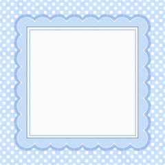 Blue and white polka dot square border with copy space