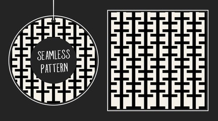Abstract concept vector monochrome geometric pattern. Black and white minimal background. Creative illustration template. Seamless stylish texture. For wallpaper, surface, web design, textile, decor.