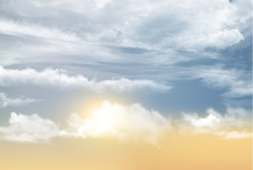 Naklejka na ściany i meble Sunset sky background with transparent clouds. Vector illustration