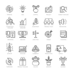 Startup business project marketing conceptual strategy icons symbol set