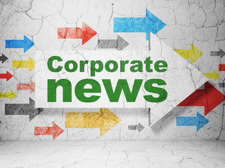 News concept: arrow with Corporate News on grunge wall background