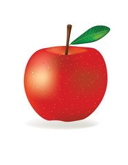 Red apple on white