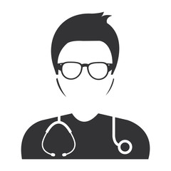 male doctor with stethoscope avatar character