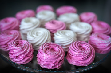 Pink marshmallows background